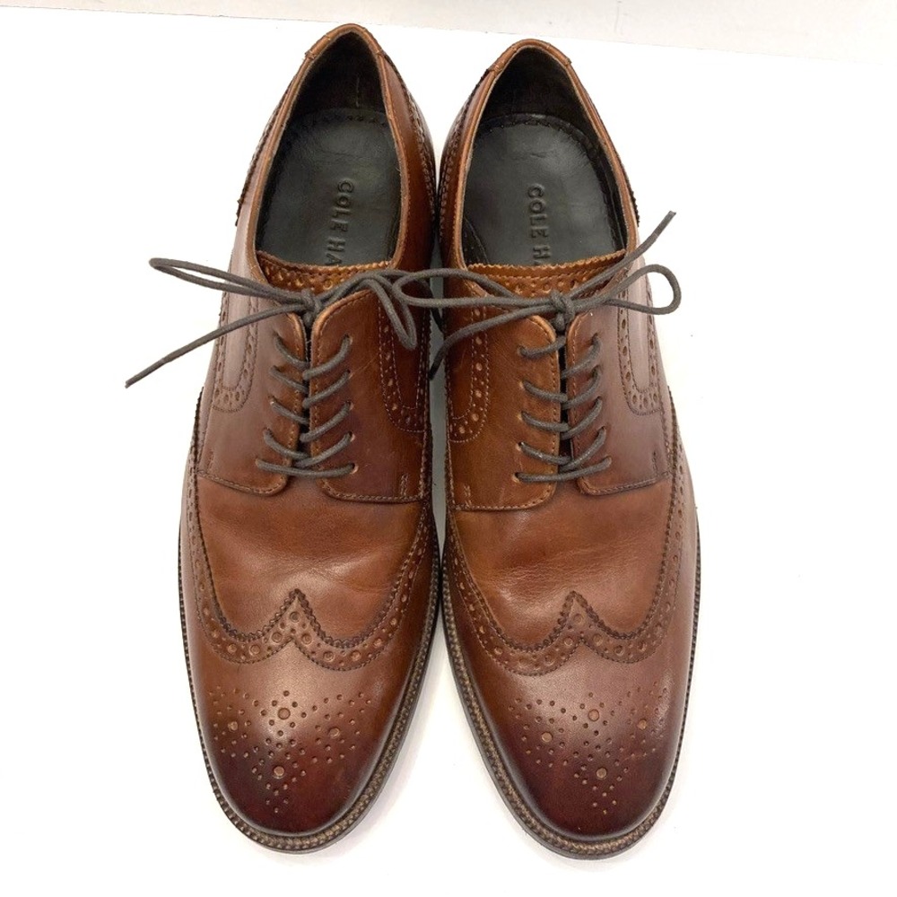 Cole Haan Hamilton Grand Wingtip Oxford Dress Shoes Men's 8.5 M‎ Brown Leather